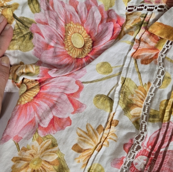 Floral Linen Mini Shirt Dress Forever New Brooke made in Aus sz US 10 - Picture 9 of 14